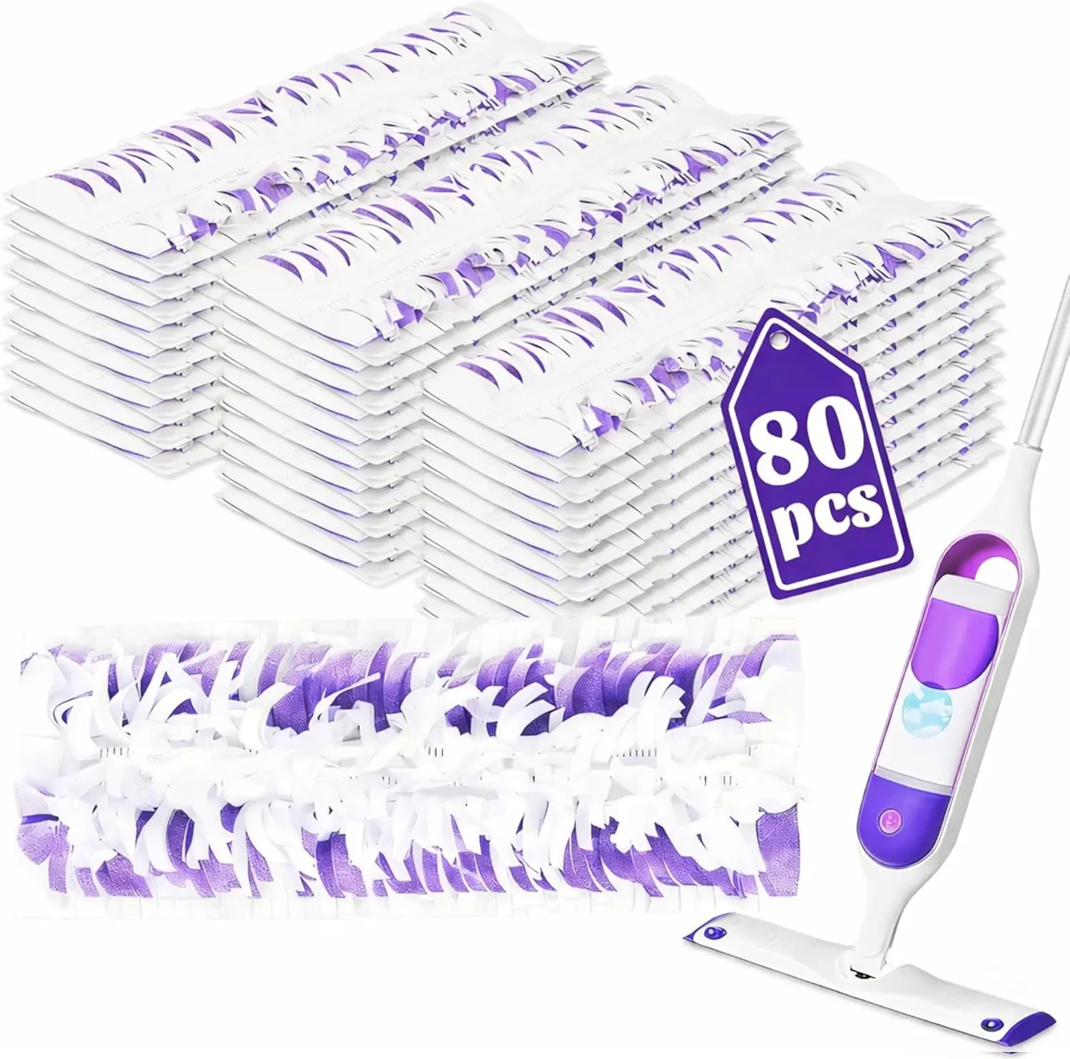 80 Pack Disposable Pads Compatible with Swiffer Power Mop Pads Replacement for Swiffer Power Mop Refills, Multi-Surface