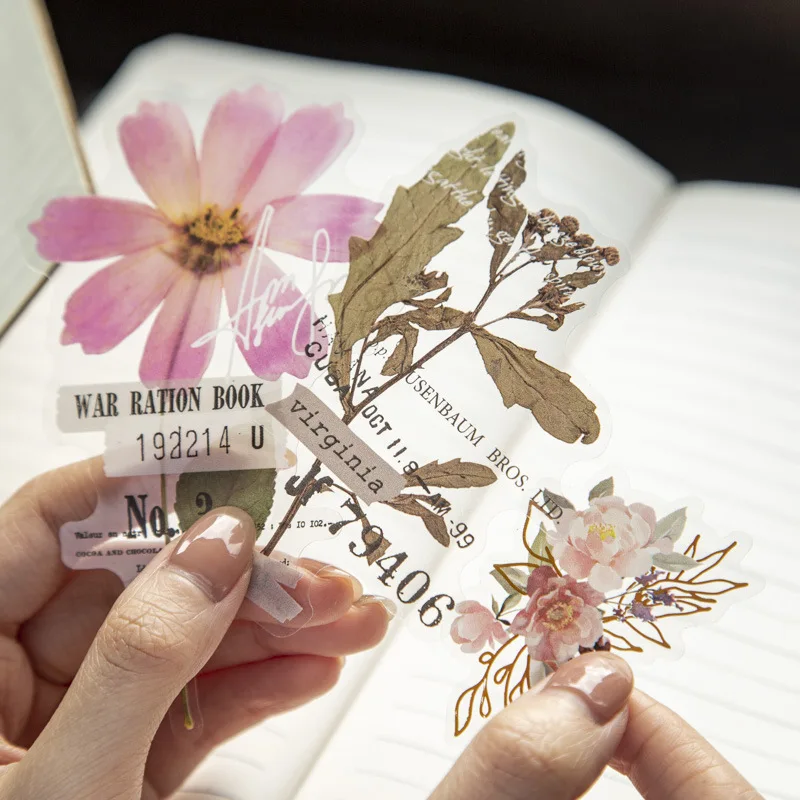 10 Pcs/Pack Corner Flower House Series Stickers, Large Size Dried Plant Flower Stickers for Journal DIY Decoration
