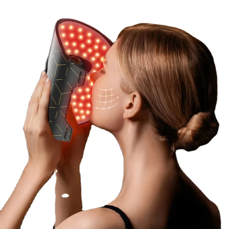 

2024 Инфракрасная красная, синяя, желтая, 4 цвета, светотерапия, антивозрастное фотонное омоложение, гибкая мягкая силиконовая светодиодная маска для лица