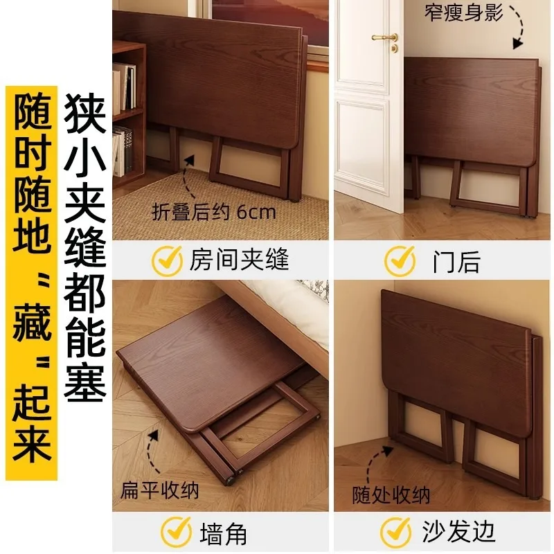 Small apartment folding desk integrated against the wall Chinese retro style rectangular table rental room new folding table