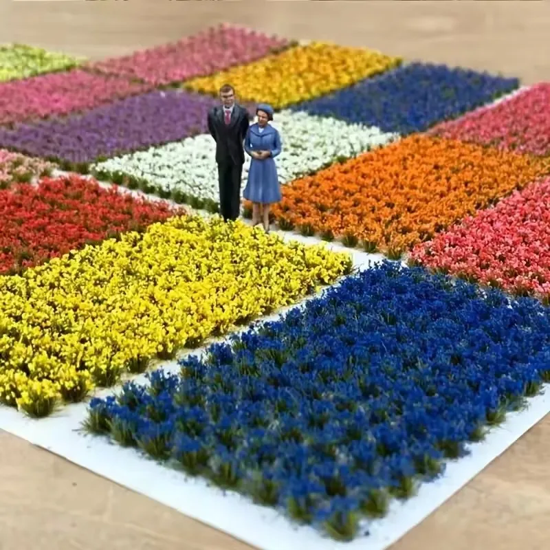 104Pcs Mini Colorful Flower Tufts Simulation Static Grass Cluster Model Bushy Micro Landscape Sand Table Scene Garden Decoration