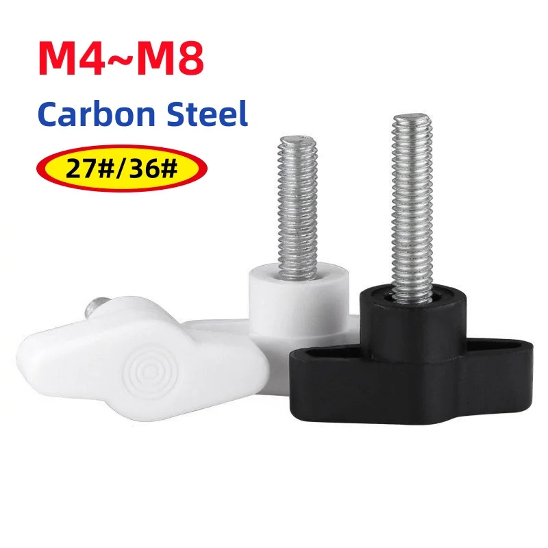 M4 M5 M6 M8 Carbon Steel T-Handle Screw Plum Bakelite Hand Tighten Screws Butterfly Plastic Head Hand Knob Bolts