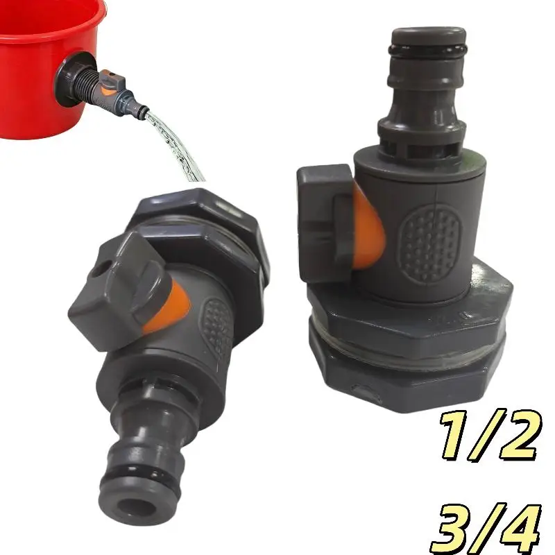 1Pcs PVC Water Tank Adapter With Valve Durable IBC Water Bucket Connector For Outdoor Home Garden Irrigation
