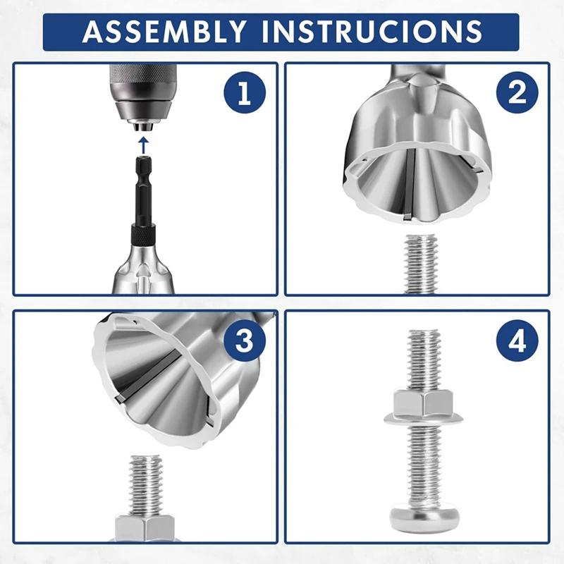 4 Pcs Heavy Duty Deburring Chamfer Tool Quick Release Hex Shank For Damaged Bolts Fits For 1/8In-3/4In(3Mm-19Mm)