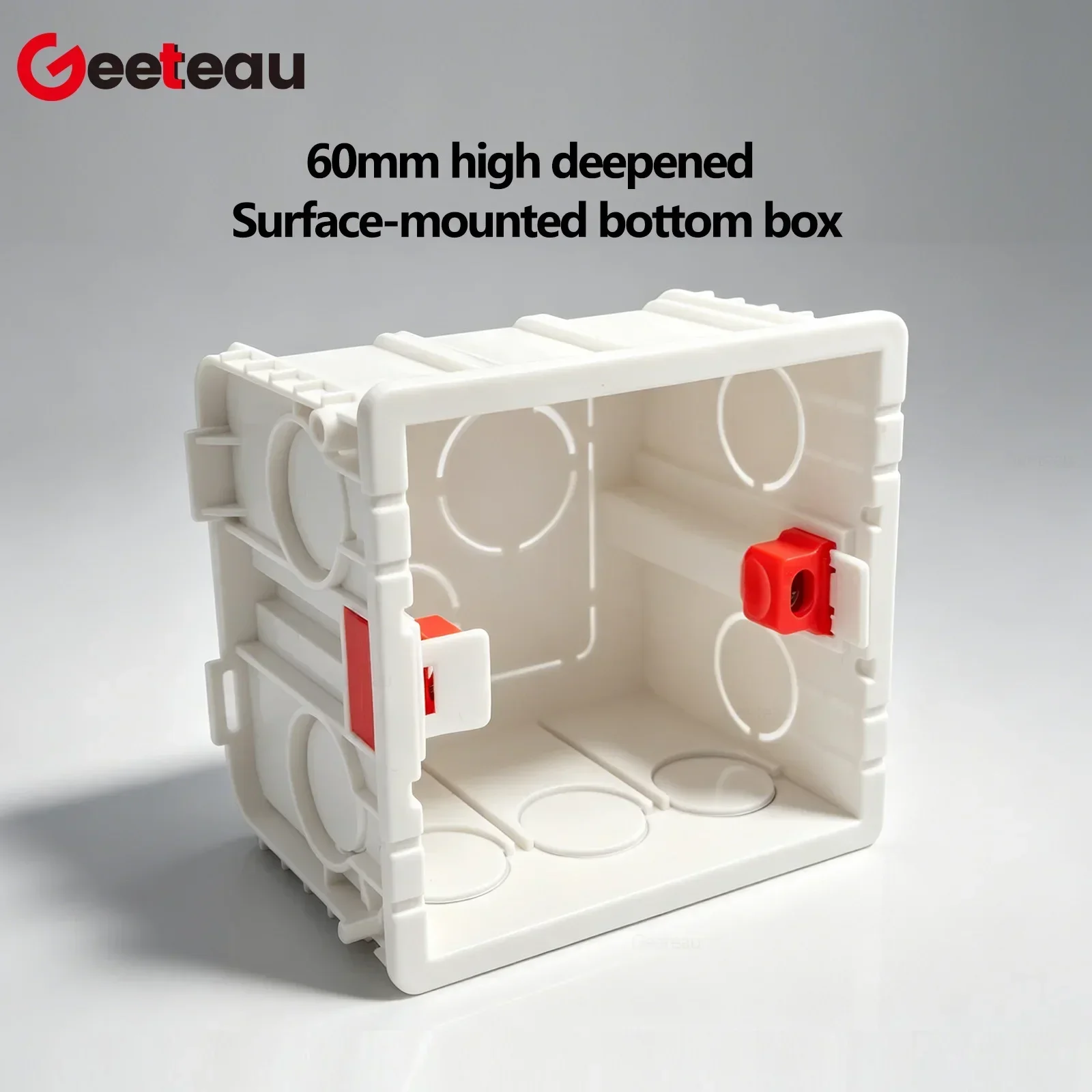 Geeteau Universal Standard Switch Socket 86x84mm Back Box 60mm Depth 58mm Screw Spacing Plastic Concrete Wall Mount
