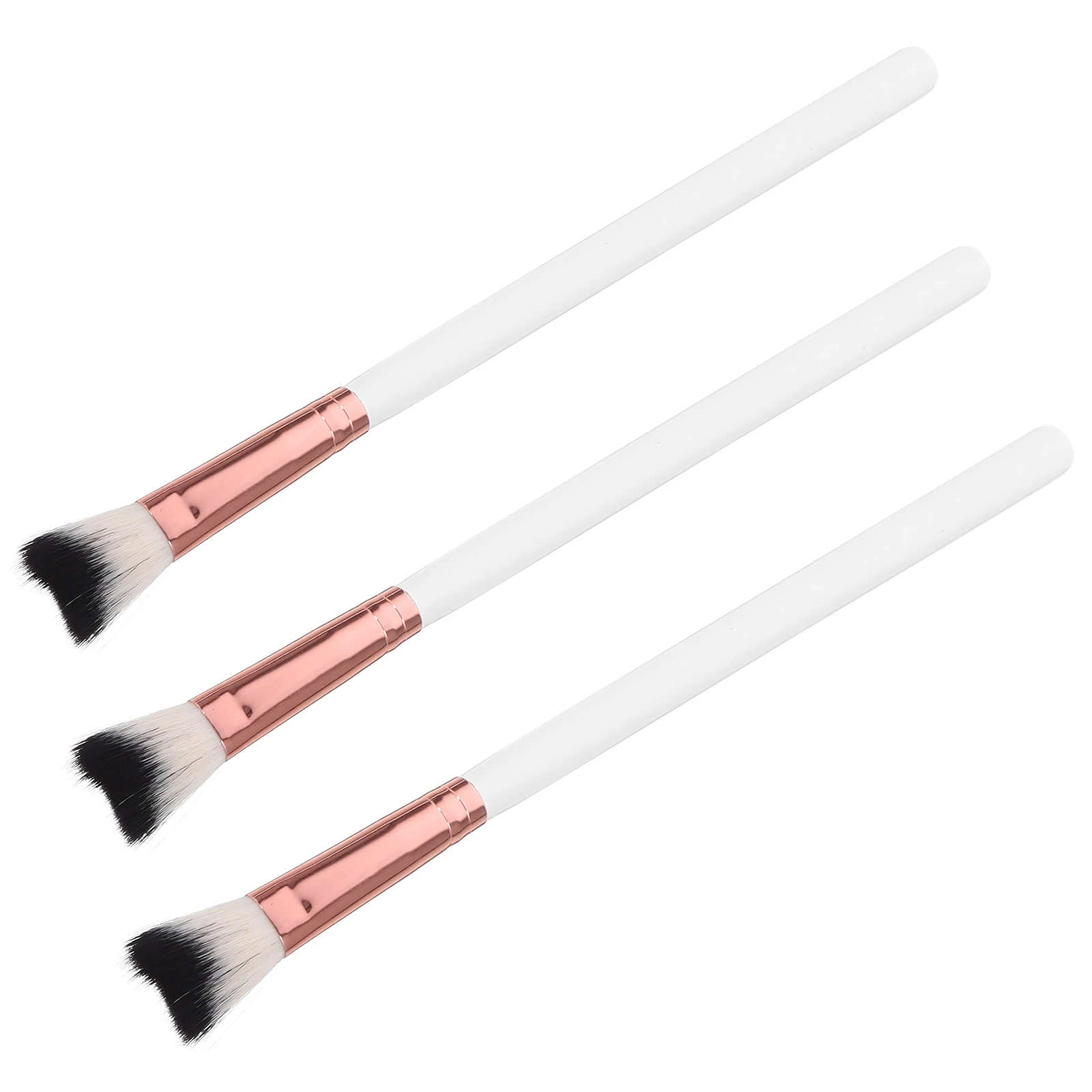 

3pcs White Rose Gold Soft Bristles Nose Shadow Highlight Makeup Brushes Women V-Shaped Contour Brush Set Durable Material