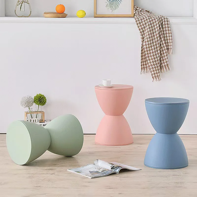 Nordic Circular Low Stool Modern Leisure Thickened Plastic Simple And Fashionable Design Creative Hourglass Stool HomeDecoration