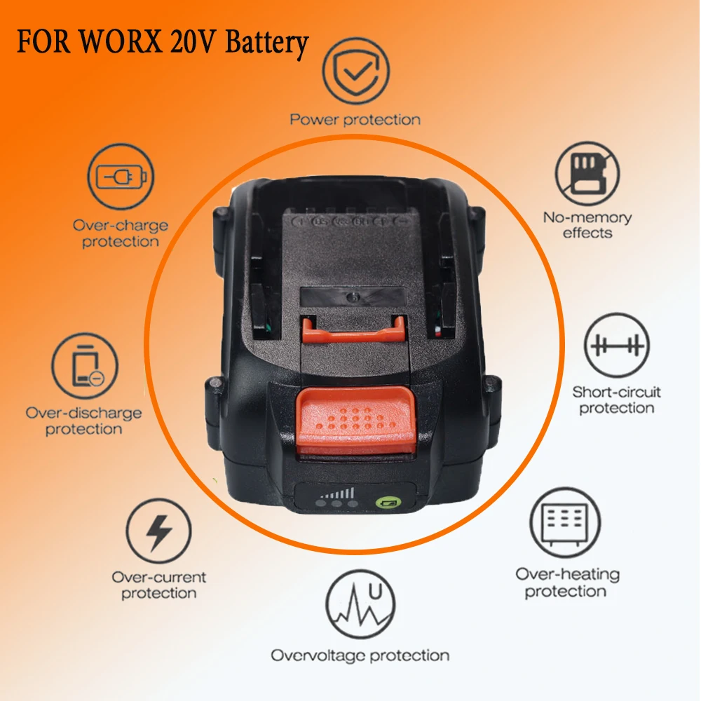 Per WORX nuovissimo originale WA3578 20V 4.0ah/5.0ah/6.0AH batteria agli ioni di litio di grande capacità