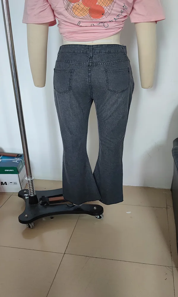 Damskie wiosenne i jesienne nowe modne na co dzień zgrywanie z wysokim stanem, lekko rozkloszowane spodnie dżinsy Slim-fit Wash Jeans długie spodnie Y2k