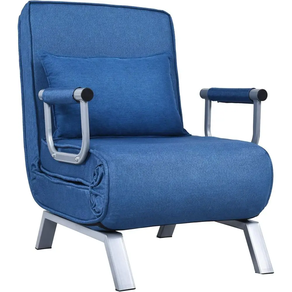 

Кресло-реклайнер с 5-позиционной регулировкой спинки и подушкой, прочное кресло для спальни или офиса, синее