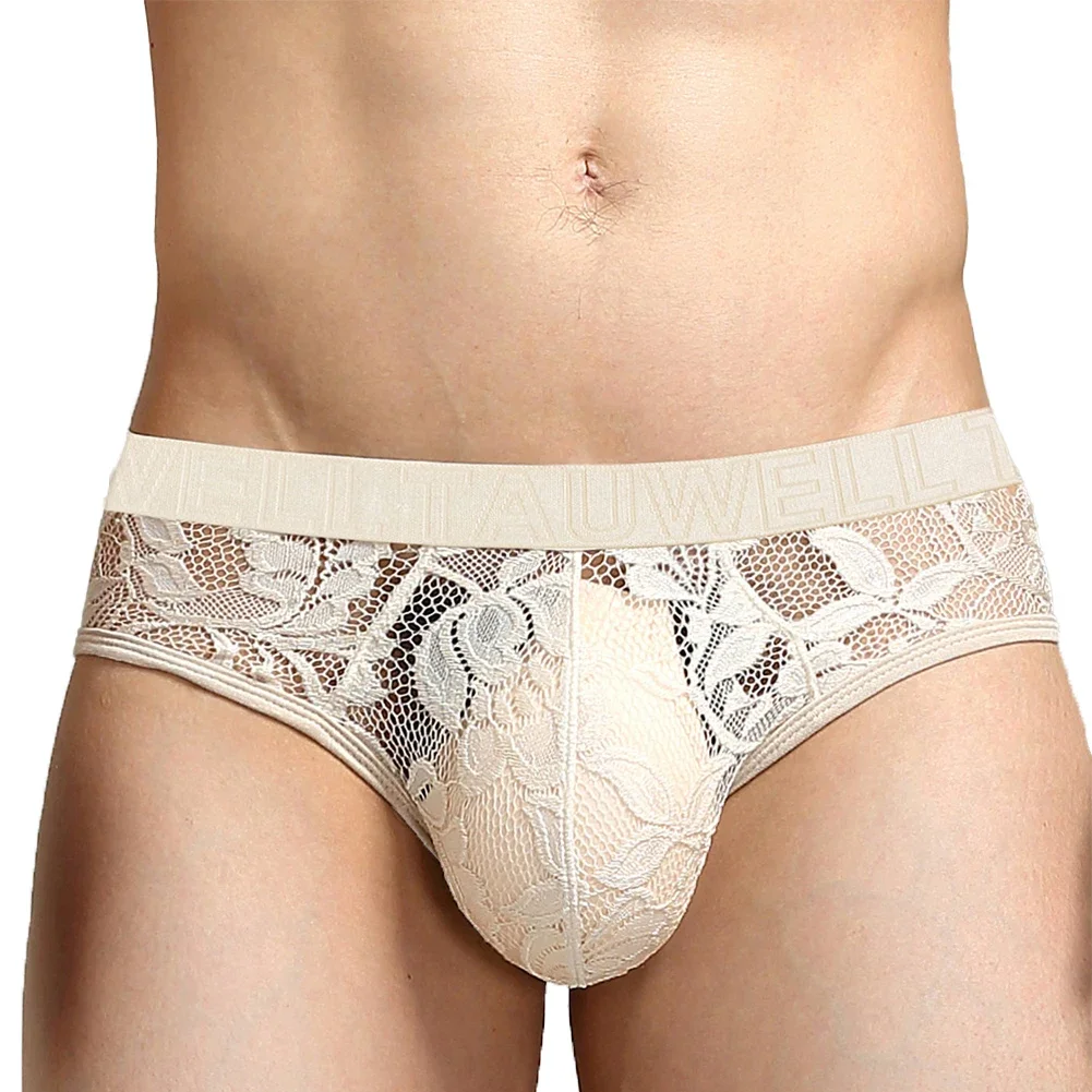 

Men Ultra Thin Perspective Lace Briefs Sissy Underwear Breathable Sweat Panties Low Waist Underpants Erotic Temptation Lingerie