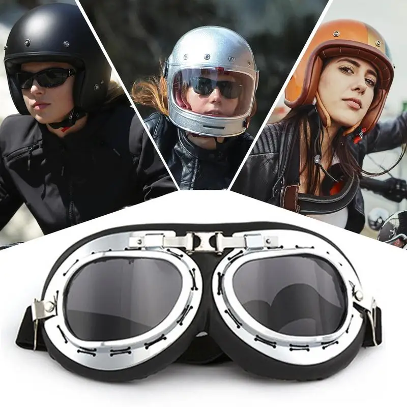 Motorcycle Goggles For Men Windproof Pilot Goggles For Motorcycle Riding Outdoor Eyewear With Adjustable Straps Dustproof Motorc