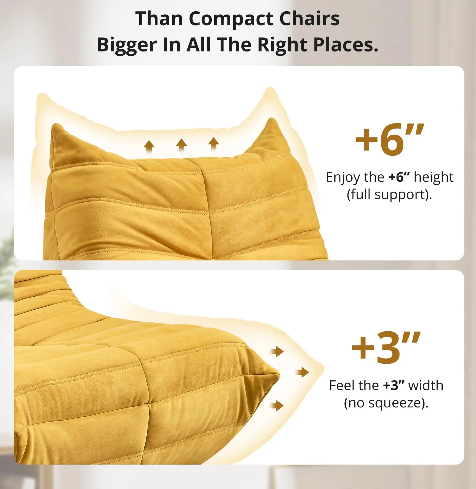 Bean Bag Chair Corner Sofa Fireside Chair Large Lazy Couch Chair for Adults Floor Couch for Living Room Bedroom Gaming Office