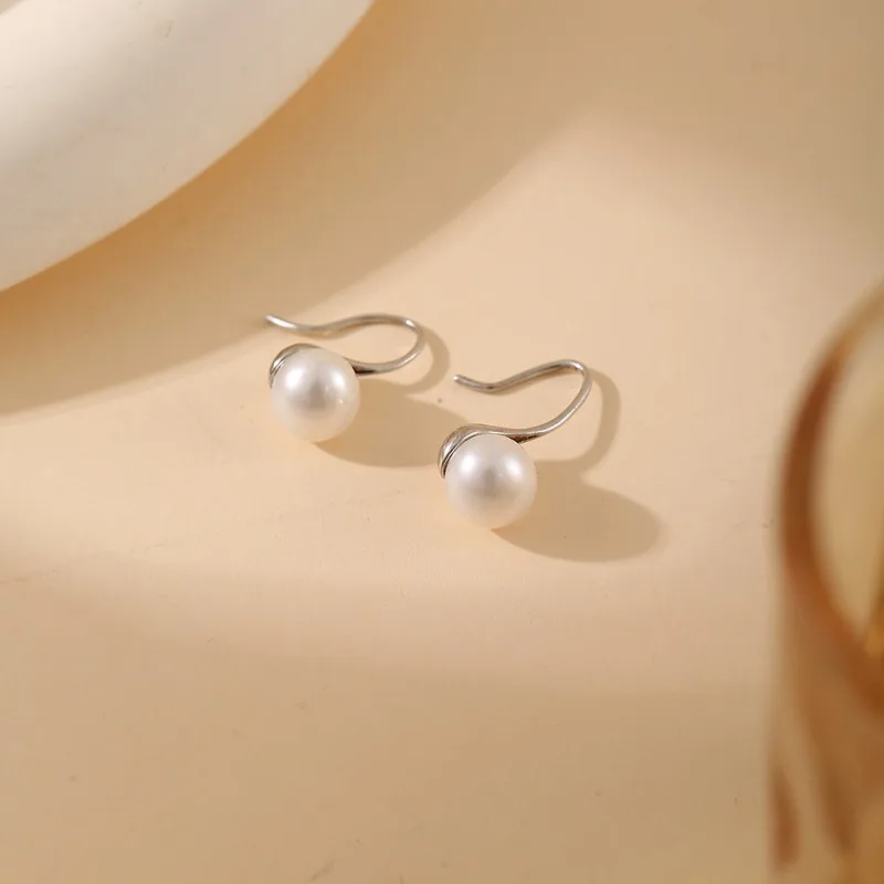 

Natural 9-10mm Pearl Earrings High Heels 925 sterling Silver Natural Pearl Earrings