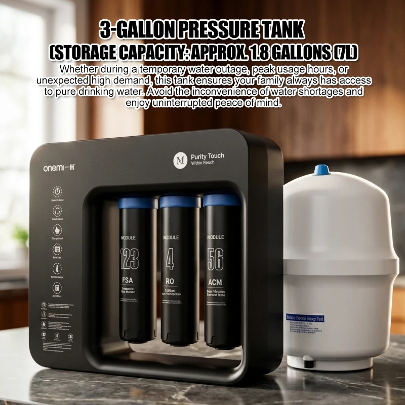 OEM 100GPD 6-Stage Reverse Osmosis Under Sink Water Filter System With 3.2 Gal Pressurized Tank For Kitchen Office Use