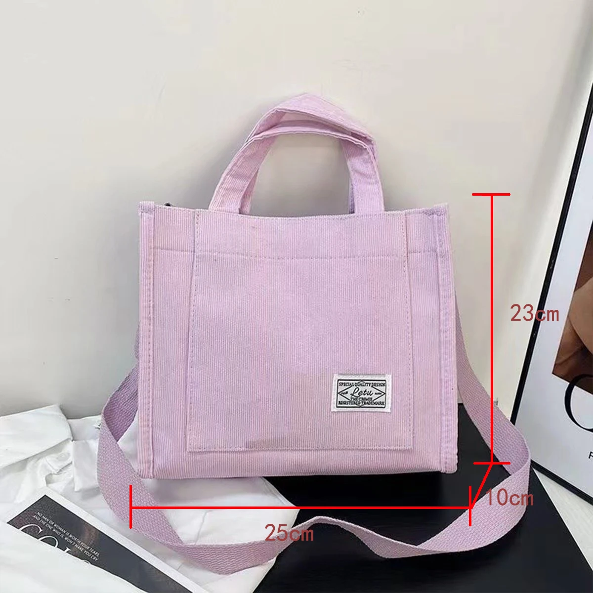Shoulder Bag For Women New Style Simple Corduroy Portable Large Capacity Bag Ins Fashion Trend Small Square Handbag