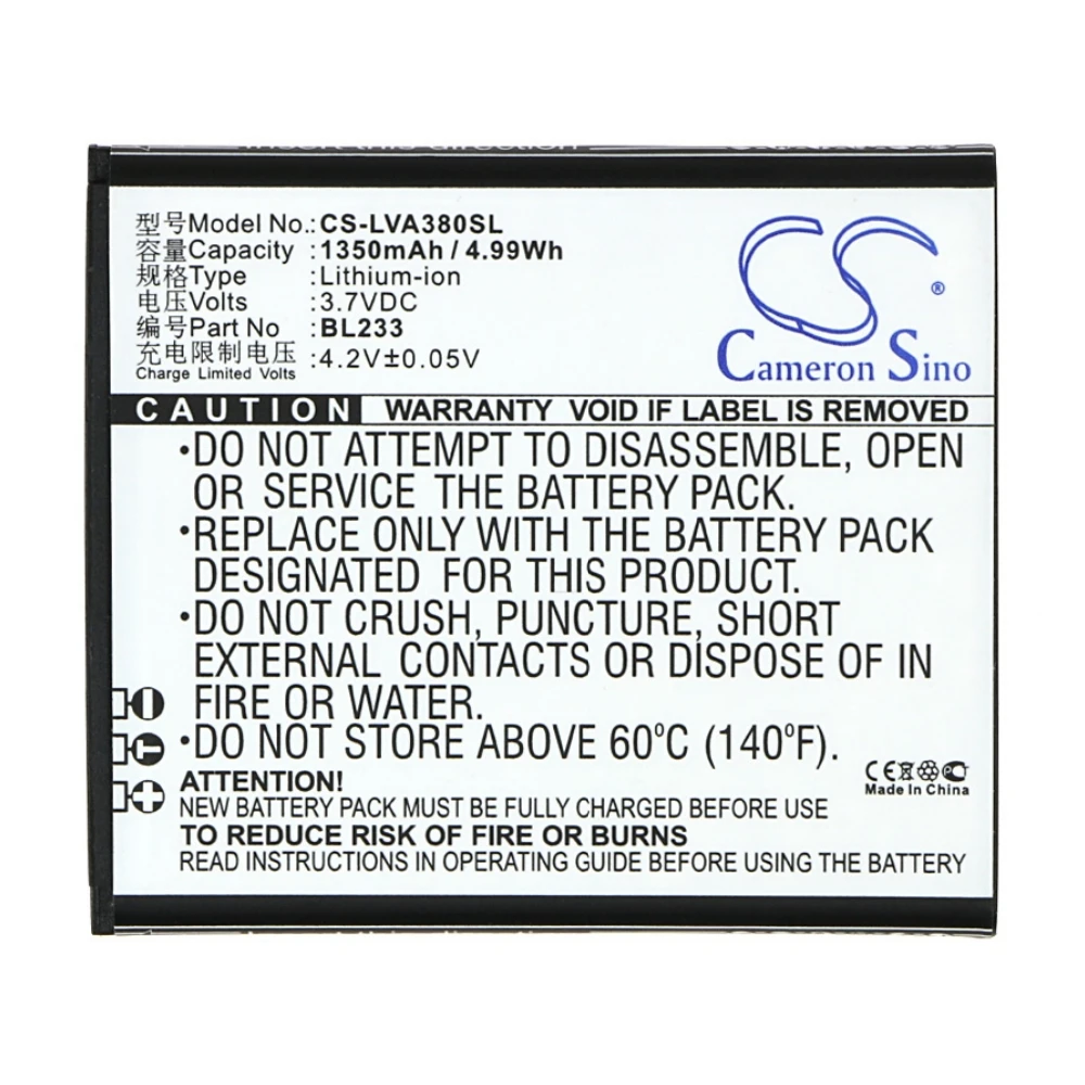 Li-ion Mobile, SmartPhone Battery for Lenovo, 3.7V, 1350mAh , Compatible Models: A1000-A, A2800-D, A3600-D