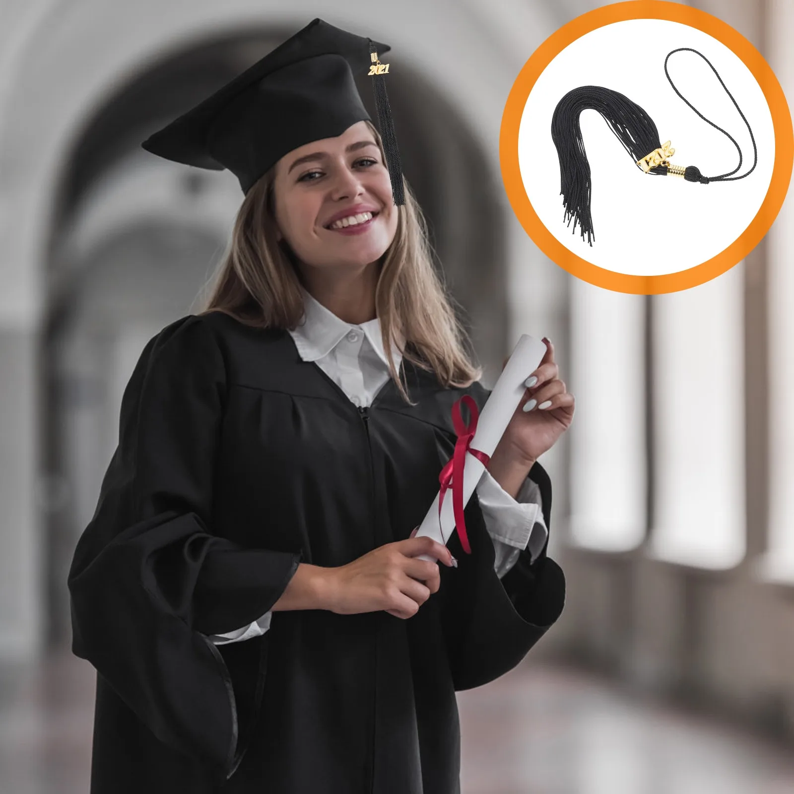 6Pcs Graduation Tassel Pendant for Cap Decoration Smooth Sturdy Workmanship Gold 2021 Charm Reinforced Metal Clasp Graduation