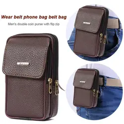 Small Waist Bag PU Leather Simple Mobile Phone Bag For Sports Walking Hiking Accessorie Belt Clip Case Casual Waist Packs Phone