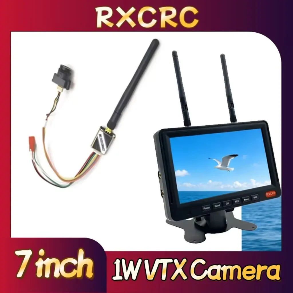 RXC 5.8GModule 1W VTX Transmitter 1200TVL 2.1mm lens Camera FPV 7 inch Receiving monitor for RC FPV Long Range Fixed-wing Drones