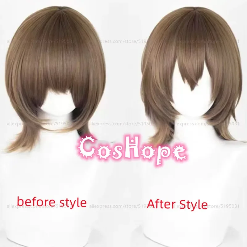 GoroAkechi Cosplay Wig Men 38cm Short Brown Wig Cosplay Anime Cosplay Wigs Heat Resistant Synthetic Wigs