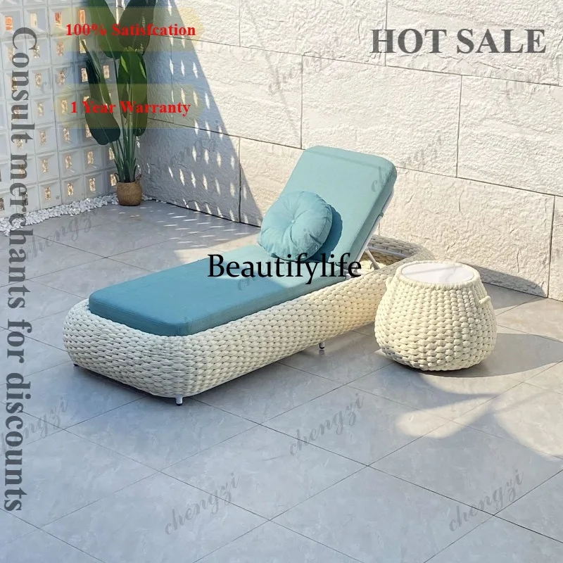 R134 Outdoor Lounging Rope Hot Spring Hotel Pool Lounger Sun Bed Club Villa Resort Lounger