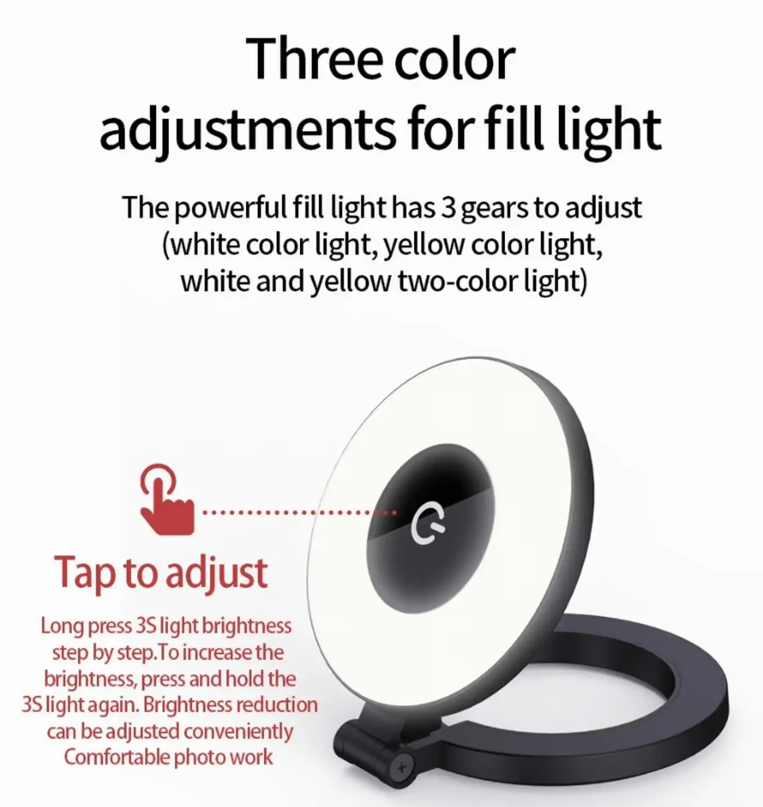 Mini anello luminoso magnetico tascabile per Iphone/Android 2500K-9000K Luce di riempimento dimmerabile Luce selfie portatile per vlogging