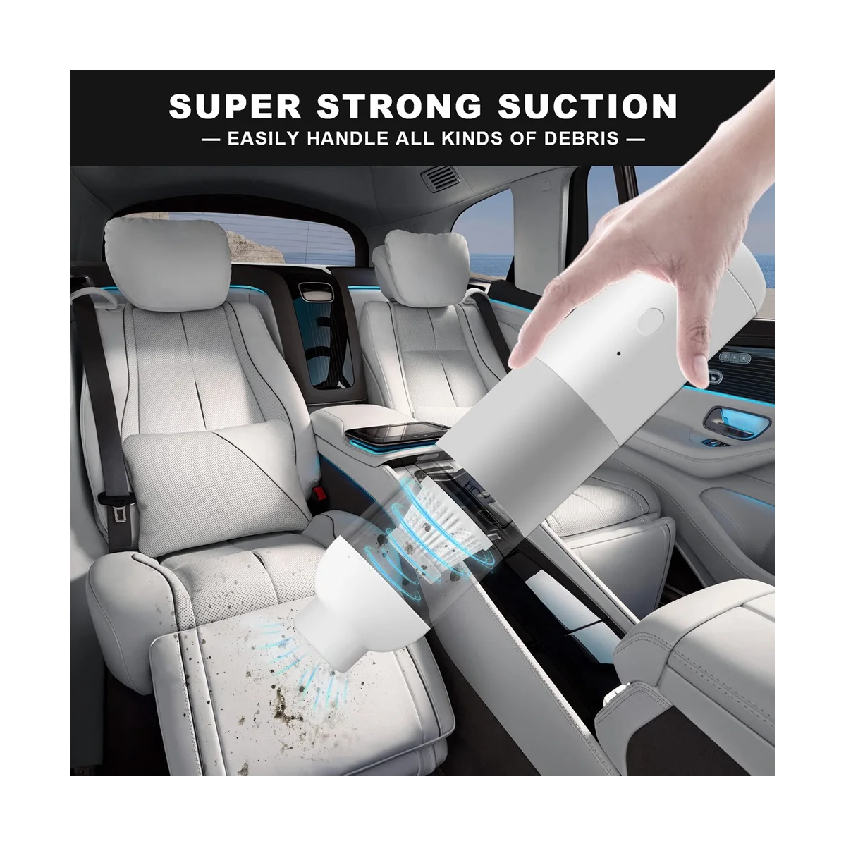 Fashion Handheld Vacuum Cordless Powerful Portable Handheld Vacuum Cleaner for Car Home Office Pets Hair Cleaning,C