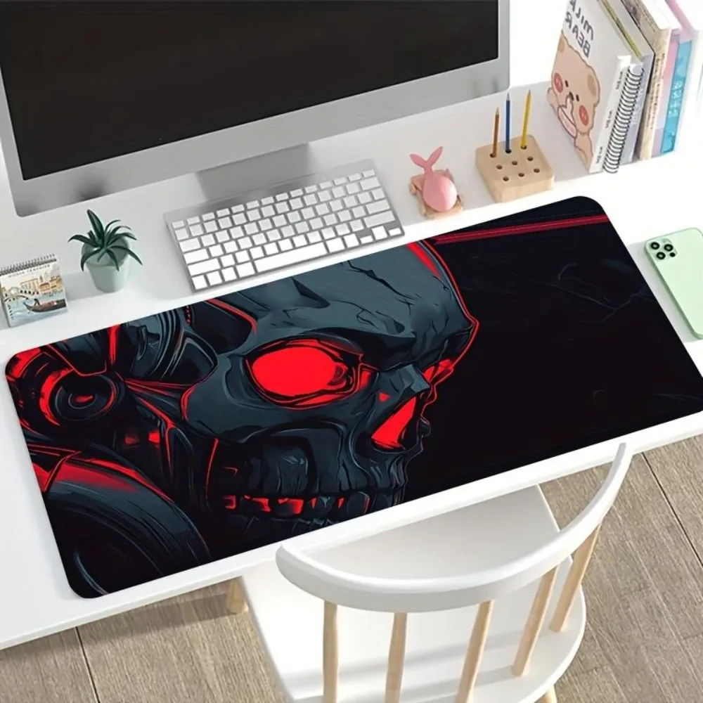 Black and red mechanical skeleton e-sports style dark and cool pattern, anti-slip rubber bottom, escritorio accesorios