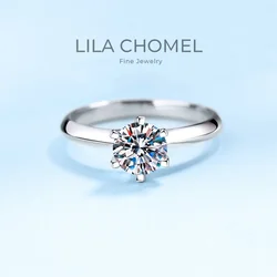Fine Jewelry Birthday Gift 18K White Gold 1/2/3/5CT VVS1 D Color Moissanite Diamond Six-pronged Setting Wedding Bands for Women