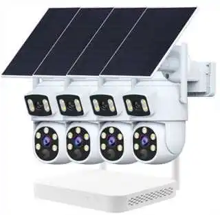 Solar 6 million Pixel Easy Vision Cloud Low Power Gun Ball 4 WIFI Surveillance Camera Set