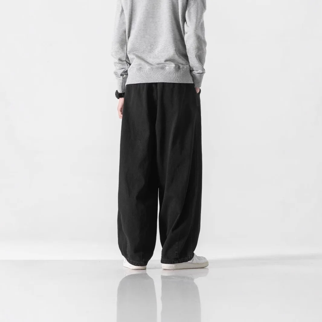 Spring And Summer New Men's Pants Large Size Japanese Hong Kong Style Loose Casual Pants Straight Wide Leg Tooling Jeans