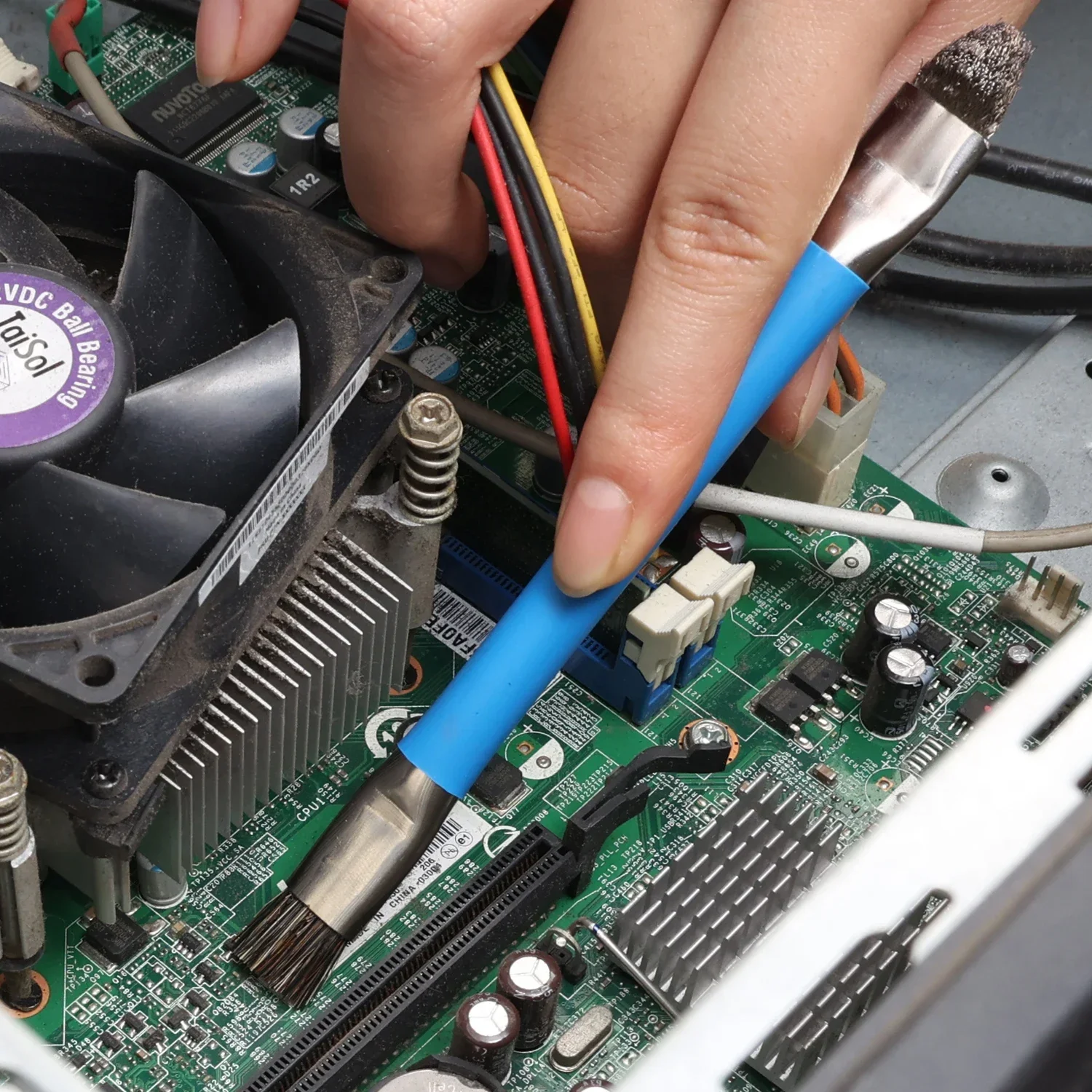 Doppelkopf-Reinigungsbürste aus Stahldraht, Reparaturwerkzeug-Set für Motherboards und Leiterplatten, antistatische Reinigungsbürsten für Mobiltelefone – Detail 2