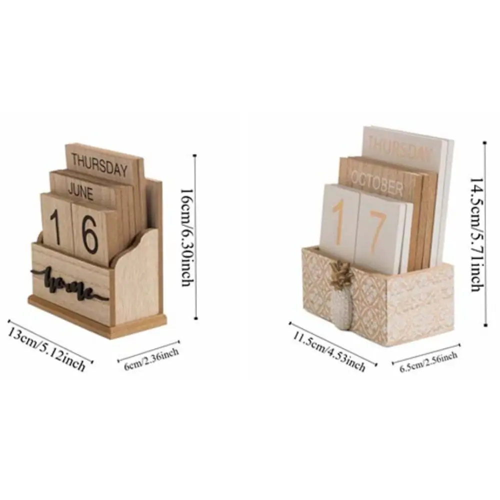 Aesthetic Wooden Perpetual Calendar Pineapple Cactus Desk Calendar Ornament Manual Home Decoration Date Display Ornament Study