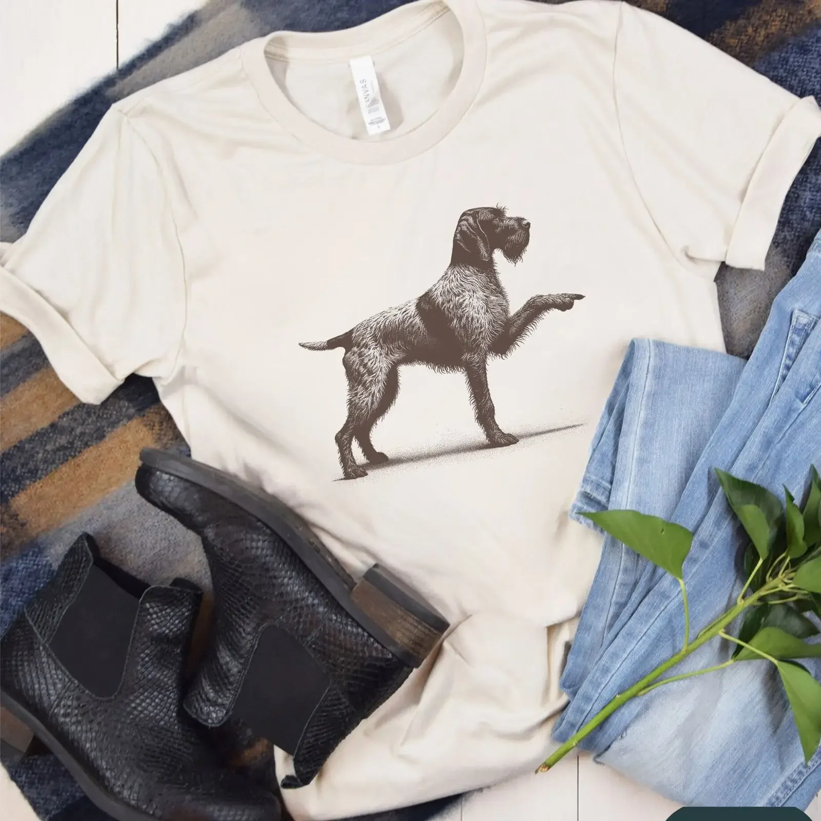 Funny German Wirehaired Pointer GWP T Shirt Hunting Dog Father's Day for Dad Husband Pet Lover Men vintage Washed