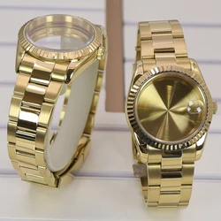 FENYA Gold PVD 36mm40mm Gear Watch Case Watchband Sapphire For Seiko Nh35 Nh36 Nh34/38 Miyota 8215 Movement 28.5mm Dial Datejust
