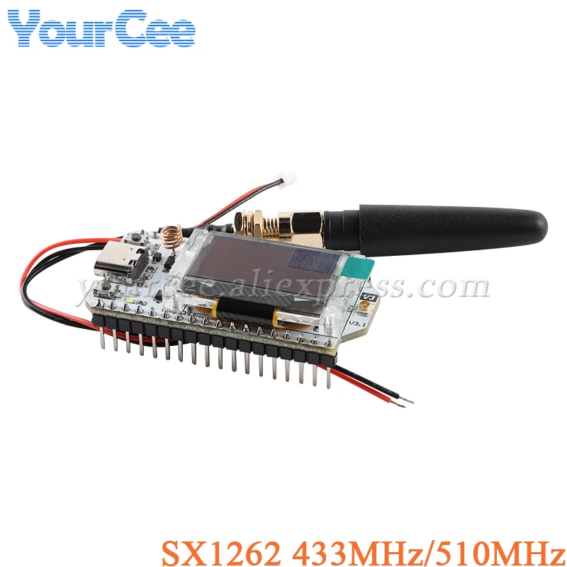 ESP32 SX1262 LoRa WIFI Kit 32 Module 433-510MHz 868MHz/915MHz 0.96 inch Blue OLED Display Internet Development Board for Arduino