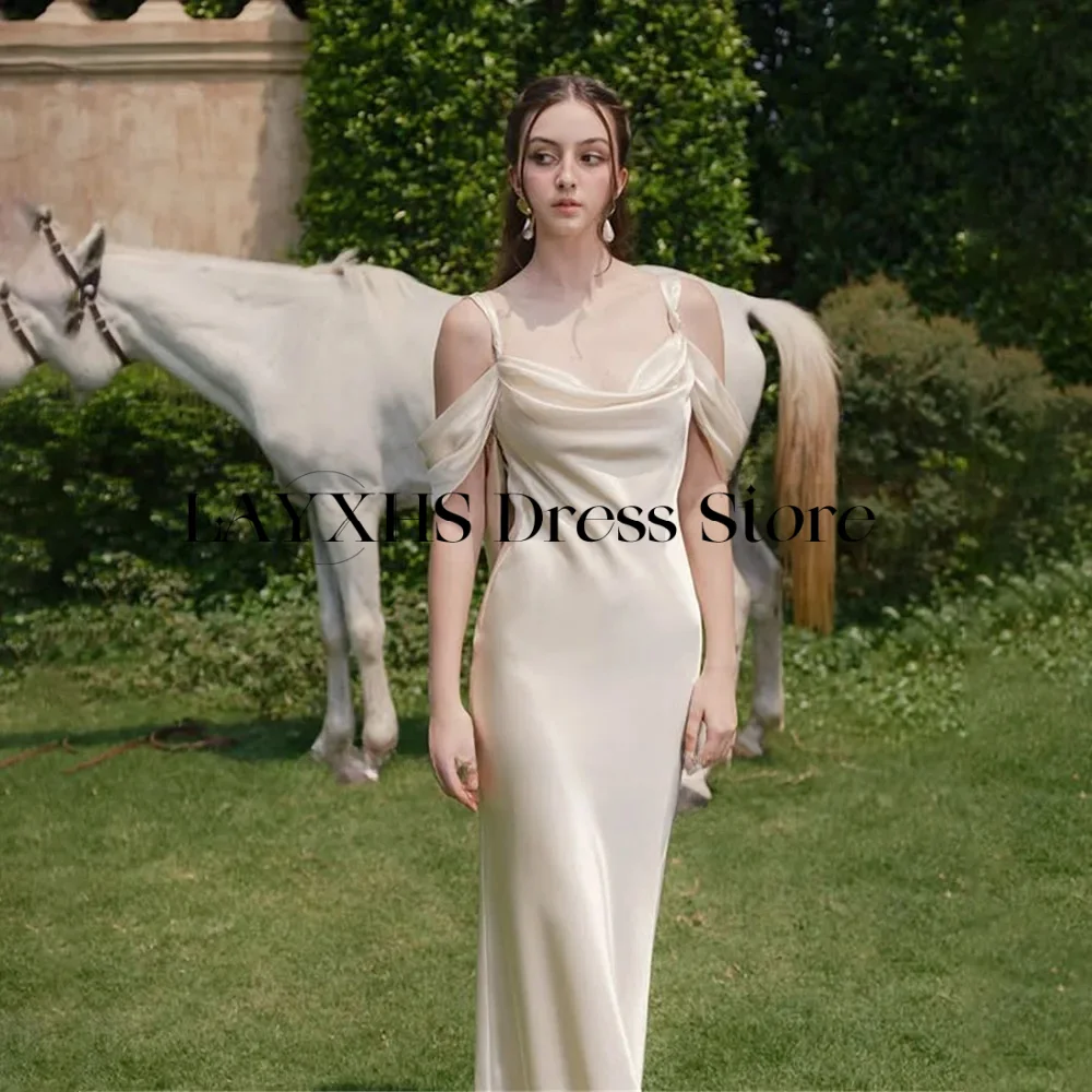 ボヘミアンコールドショルダーマーメイドウェディングドレスアイボリーソフトステイン花嫁ドレス写真撮影ブライダルドレスカスタマイズされたvestidosデノビア