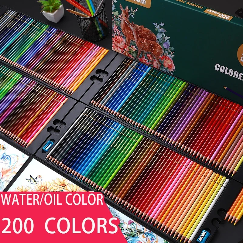 Professional 520/260/200/180/150/120/72/48/24 Oil Color Pencils Wood Soft Watercolor Pencil For School Draw Sketch Art Supplies