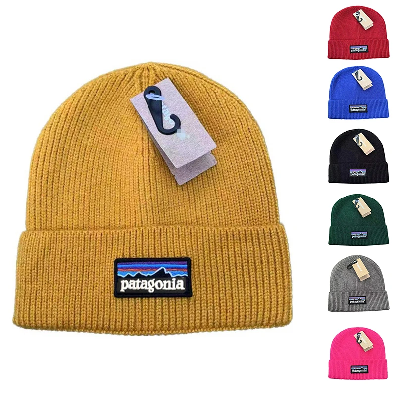 Gorros de lana de punto Unisex para hombre, gorro grueso tejido de invierno, gorro cálido de terciopelo de Color sólido de doble capa
