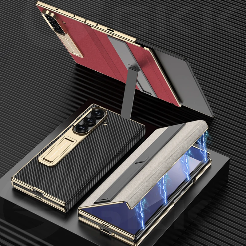 

For Samsung Galaxy Z Trifold Case Magnetic Fold Leather Stand Outer Screen Glass Plating Frame Cover For Galaxy Z Trifold Case