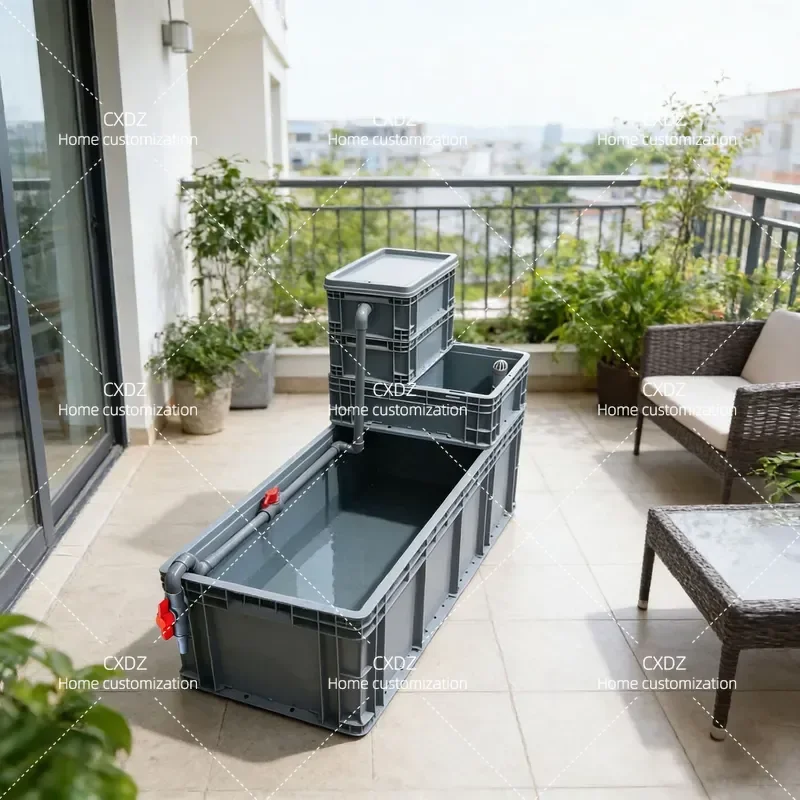 Thickened Ecological Turtle Tank with Drainage and Filter Large Capacity Durable Breeding Box for Turtle Pond Turnover System