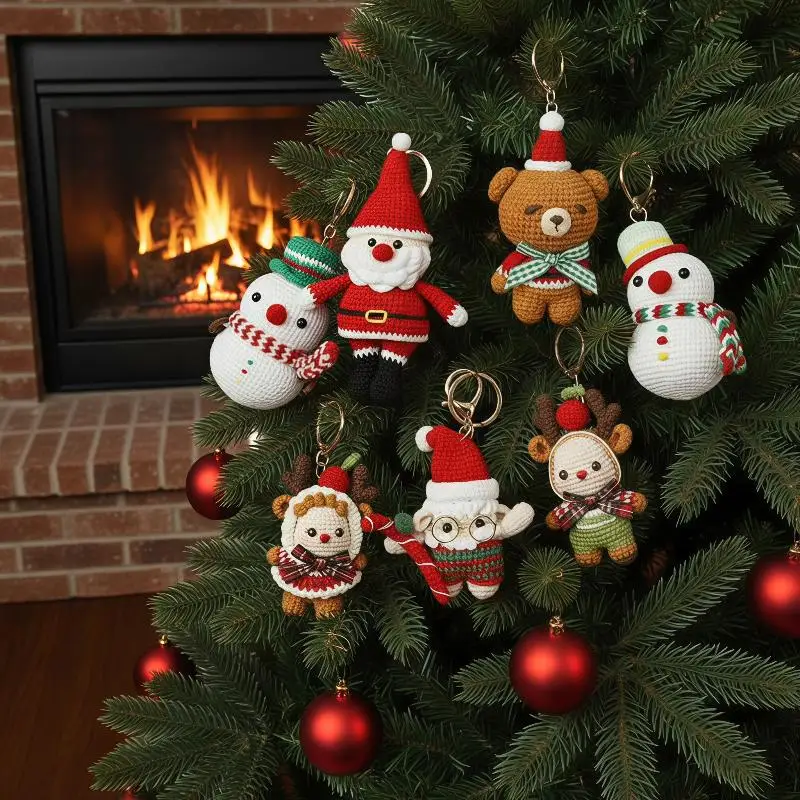 1 Stück Niedlicher Gehäkelter Elch-Anhänger, Handgefertigter Gewebter Hirsch-Schlüsselanhänger, Gestrickte Puppe, Weihnachtliches Hängedekor, Liebliches Geschenk – Detail 9