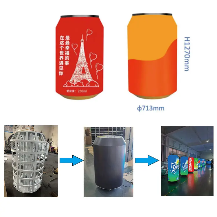 Creative Indoor 360 Visual Angle Advertising LED Plane Can Cylinder LED Liquor Bottle Display