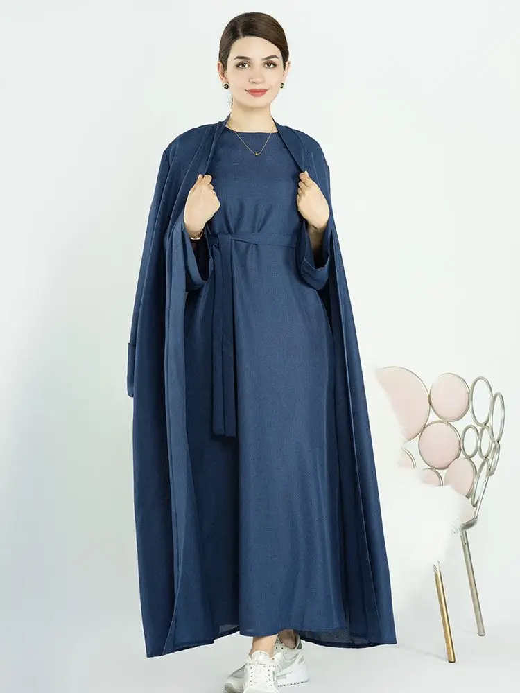 Abaya élégante de Dubaï pour femmes, robe ouverte sur le devant, pour documents solides, vêtements islamiques, kimono musulman, hijbeauty modeste,