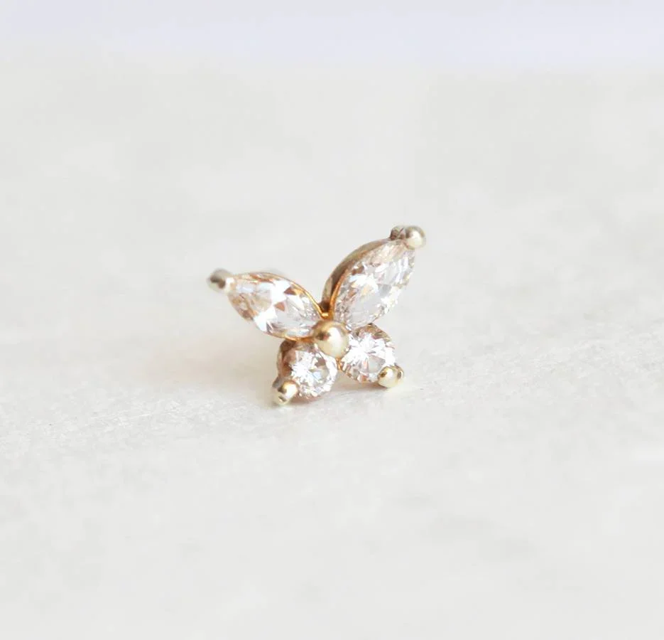 VOVGEMINI-Boucle d'Oreille Papillon Moissanite pour Femme, Pierre Précieuse, Coupe Marquise, Sans Tournage, Bijoux Romantiques, Mode Mariage, Document D, 4x2mm