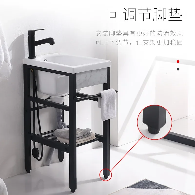 Ceramic laundry pool Small apartment Stainless steel bracket Basin Balcony Mini wash basin Small sink with rubbing board