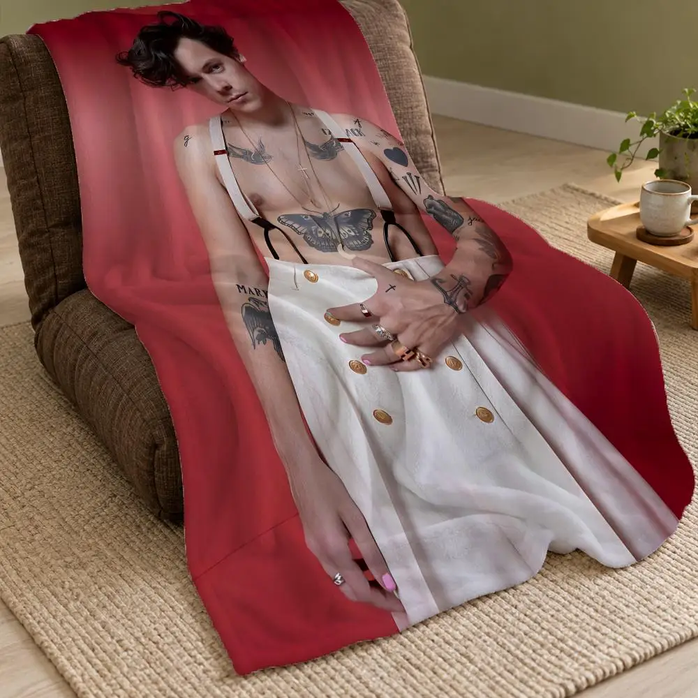 Hot Harry Styles Singer Throw Double Sided Flannel Throw Blanket Soft Warm Washable Home Decor