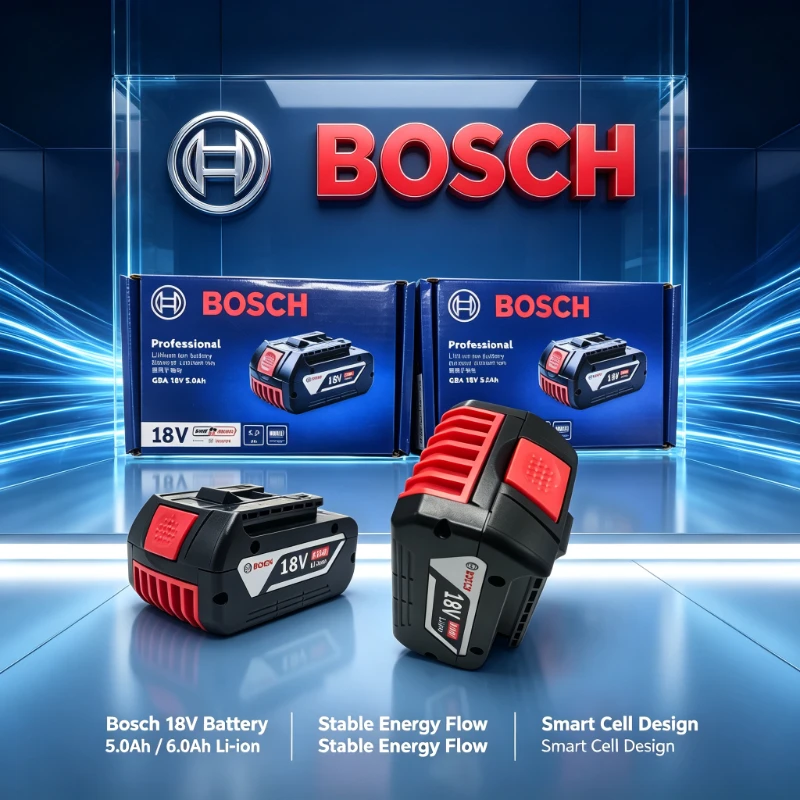 Original Bosch 18V Battery 5.0/6.0Ah High Grade Li-ion Cell BAT610G BAT618 GLI18V-1900 GAS18V-10, Cordless Dust Extractor Tools