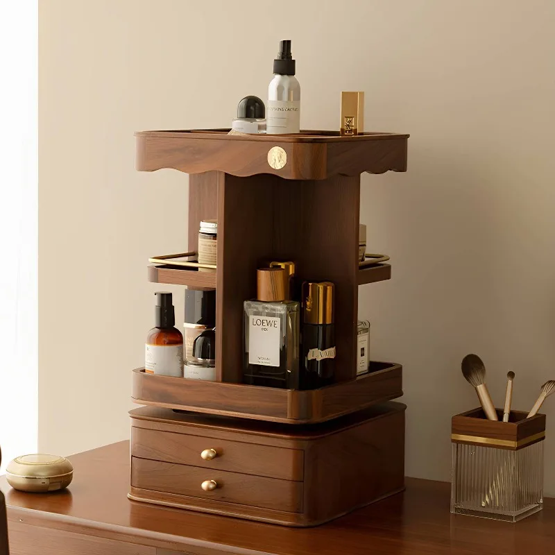 

Desktop cosmetics storage box, rotating perfume dresser rack